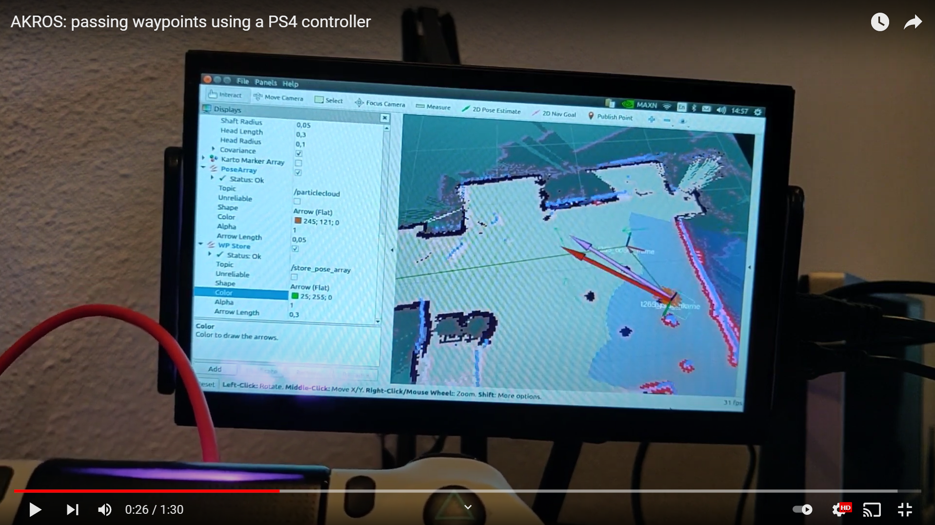 AKROS: passing waypoints using a PS4 controller