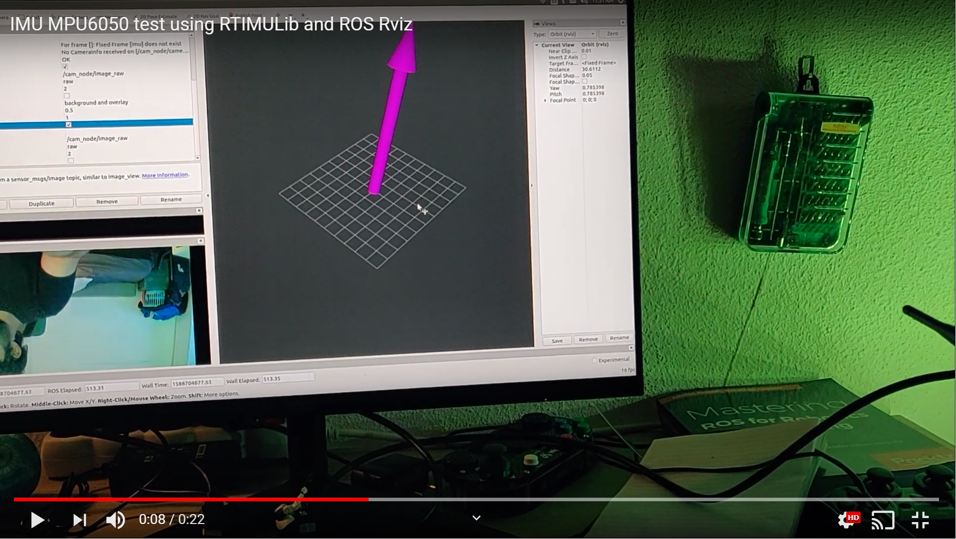 Static IMU test: MPU6050 with RTIMULib and ROS RViz